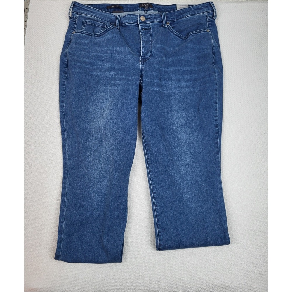 Not Your Daughters Pants Womens 16 Blue Stretch Plus Sheri Slim‎ Ankle Trousers